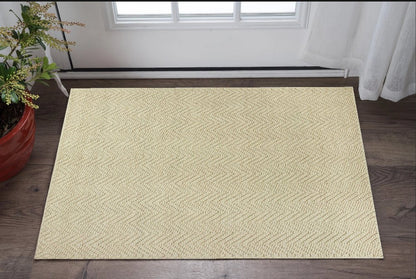 5' X 8' Ivory And Beige Jute Chevron Hand Woven Area Rug