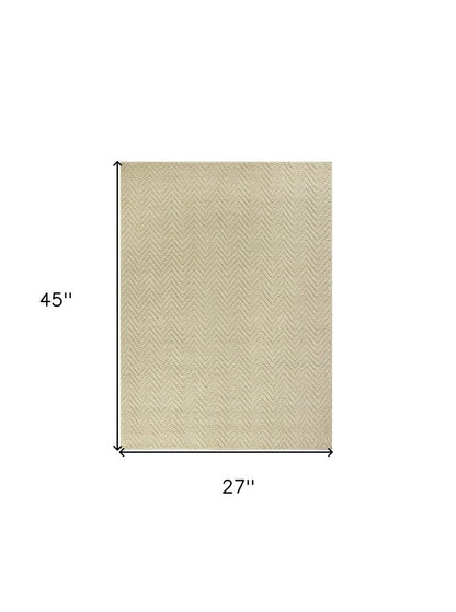5' X 8' Ivory And Beige Jute Chevron Hand Woven Area Rug