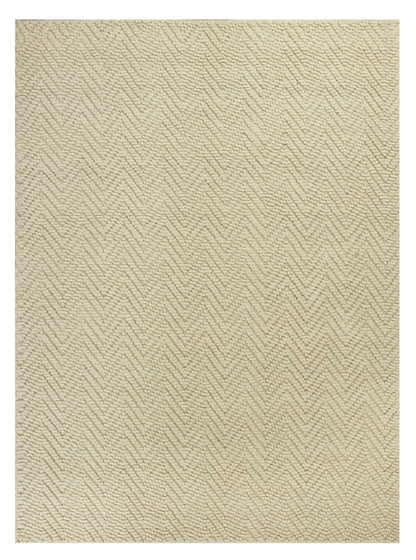 7' X 10' Ivory Chevron Hand Woven Area Rug