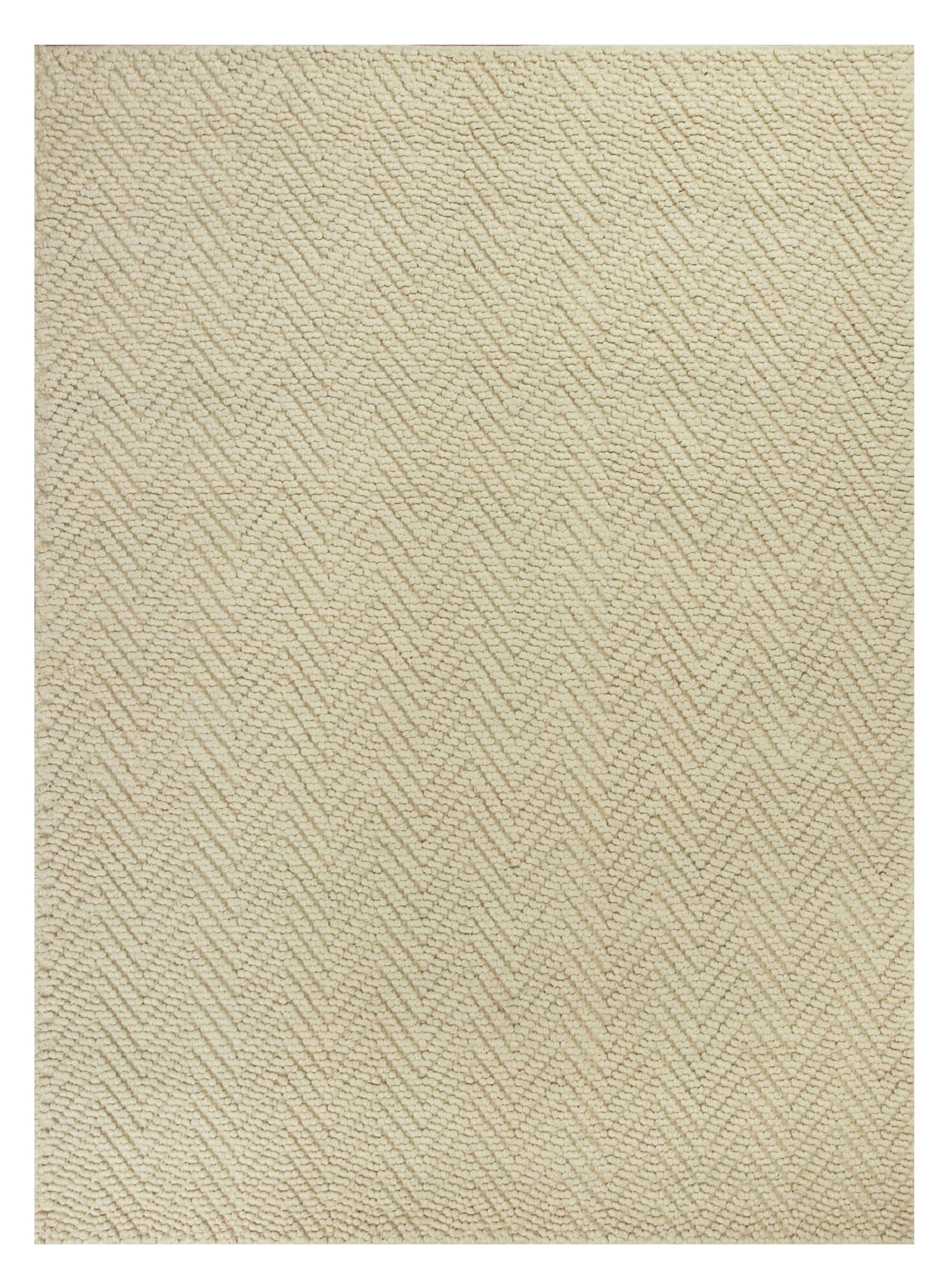 7' X 10' Ivory Chevron Hand Woven Area Rug