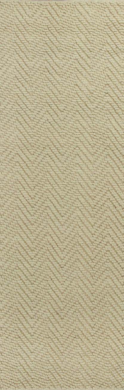 7' X 10' Ivory Chevron Hand Woven Area Rug