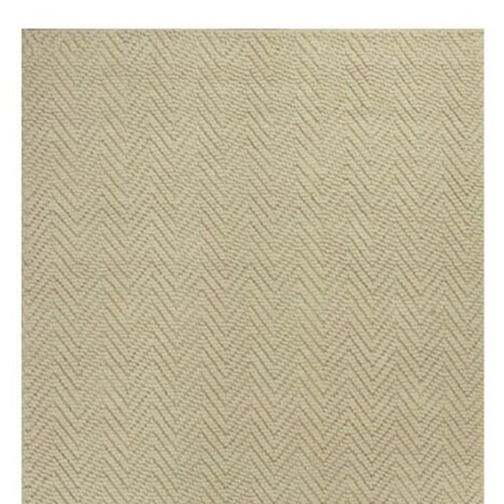 7' X 10' Ivory Chevron Hand Woven Area Rug