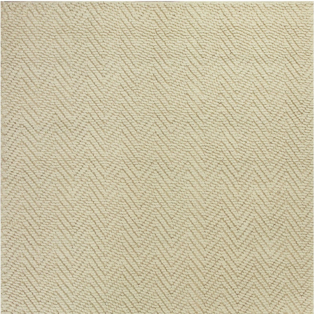 7' X 10' Ivory Chevron Hand Woven Area Rug