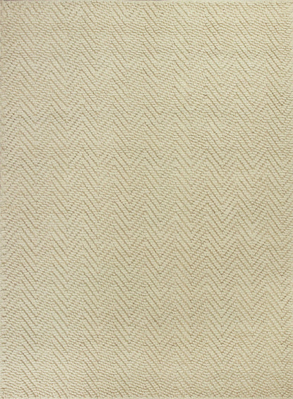 7' X 10' Ivory Chevron Hand Woven Area Rug