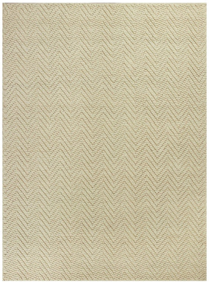 5' X 8' Ivory And Beige Jute Chevron Hand Woven Area Rug