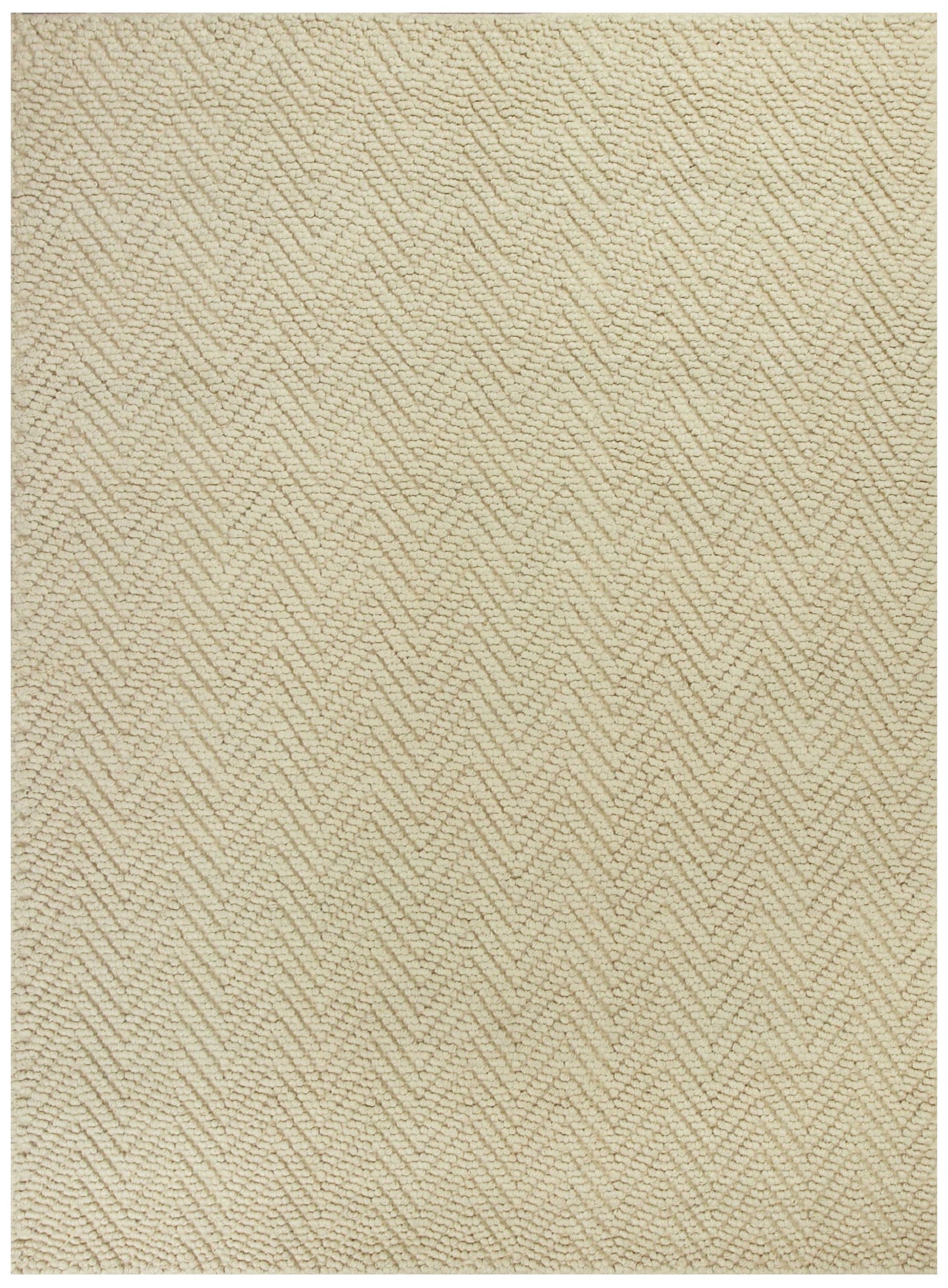 7' X 10' Ivory Chevron Hand Woven Area Rug