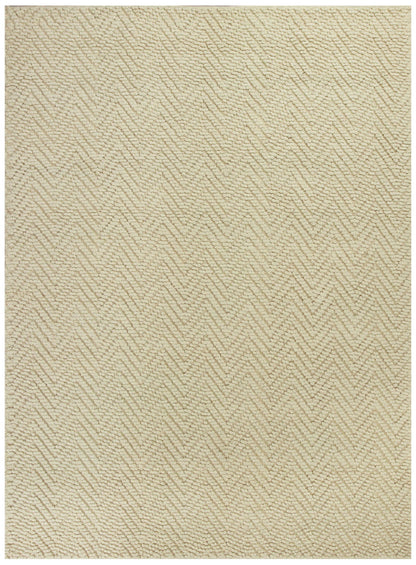 7' X 10' Ivory Chevron Hand Woven Area Rug