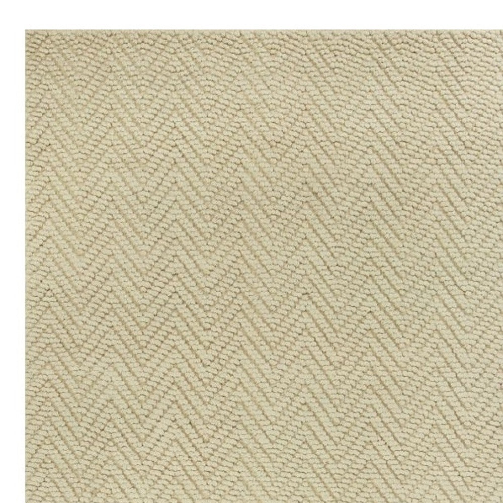 7' X 10' Ivory Chevron Hand Woven Area Rug