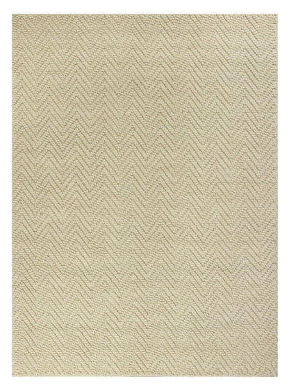 7' X 10' Ivory Chevron Hand Woven Area Rug