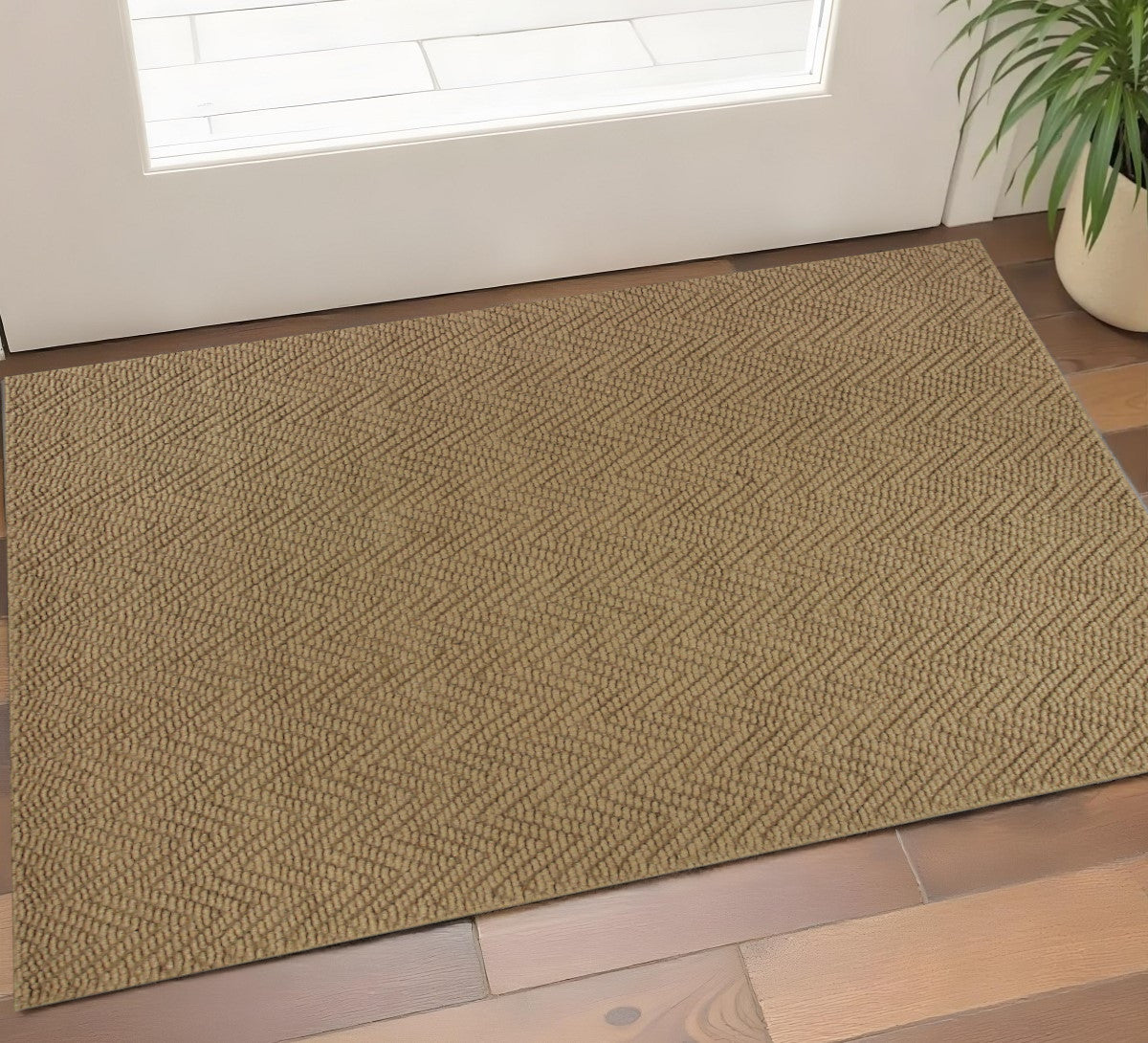 2' X 4' Natural And Brown Jute Chevron Hand Woven Area Rug