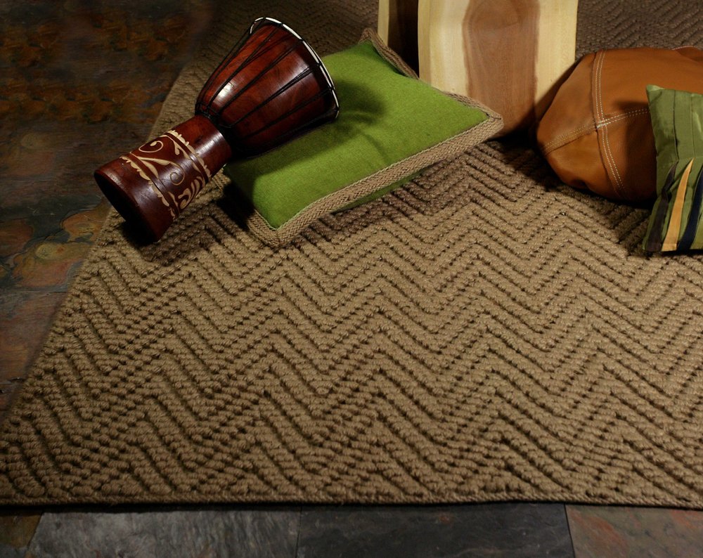 8' Natural And Brown Jute Chevron Hand Woven Runner Rug