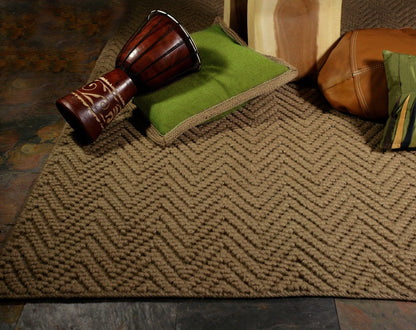 8' Natural And Brown Jute Chevron Hand Woven Runner Rug