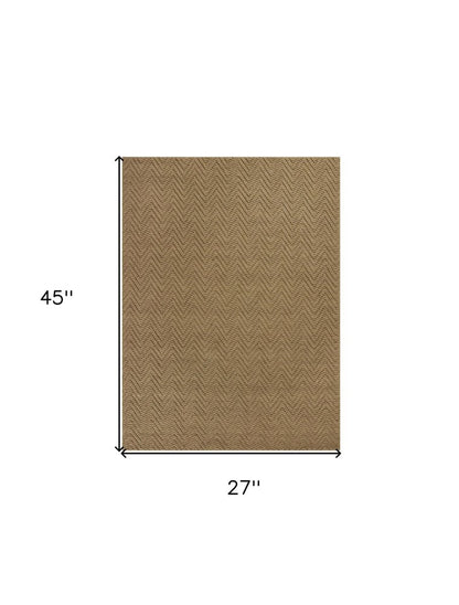 8' Natural And Brown Jute Chevron Hand Woven Runner Rug