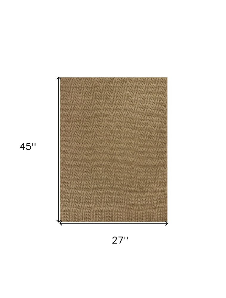 2' X 4' Natural And Brown Jute Chevron Hand Woven Area Rug
