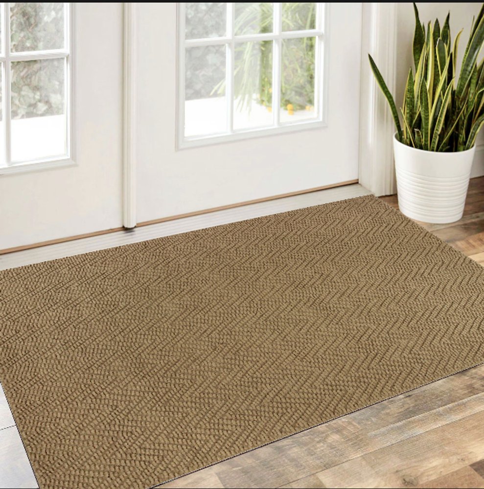 2' X 4' Natural And Brown Jute Chevron Hand Woven Area Rug