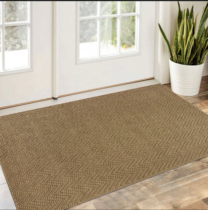 2' X 4' Natural And Brown Jute Chevron Hand Woven Area Rug