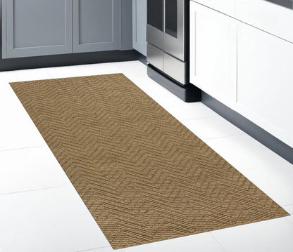 2' X 4' Natural And Brown Jute Chevron Hand Woven Area Rug