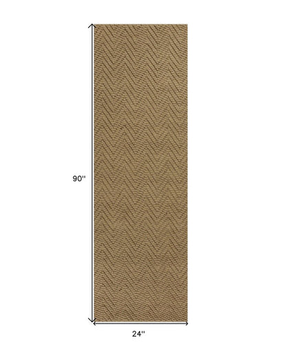 2' X 4' Natural And Brown Jute Chevron Hand Woven Area Rug
