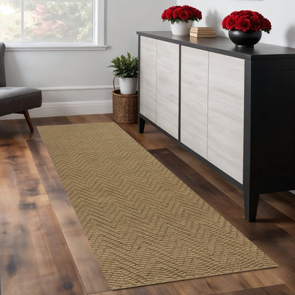 2' X 4' Natural And Brown Jute Chevron Hand Woven Area Rug