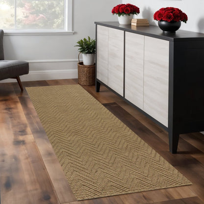 2' X 4' Natural And Brown Jute Chevron Hand Woven Area Rug