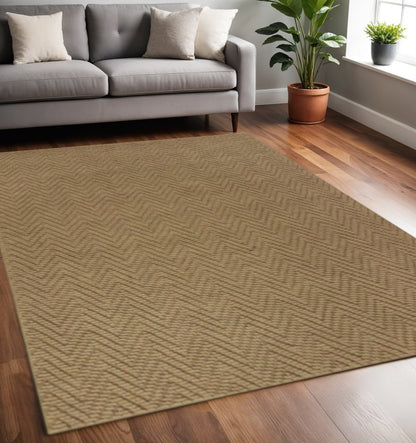 2' X 4' Natural And Brown Jute Chevron Hand Woven Area Rug