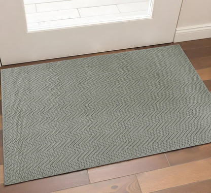 2' X 4' Gray Jute Chevron Hand Woven Area Rug