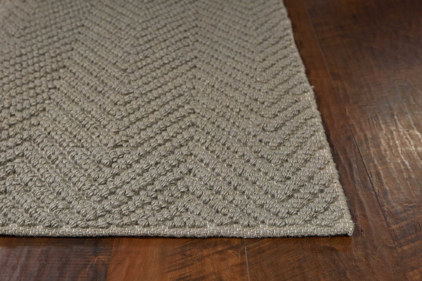 2' X 4' Gray Jute Chevron Hand Woven Area Rug
