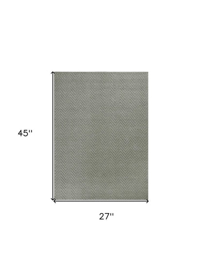 2' X 4' Gray Jute Chevron Hand Woven Area Rug