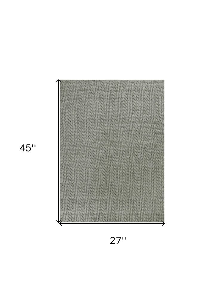 2' X 4' Gray Jute Chevron Hand Woven Area Rug