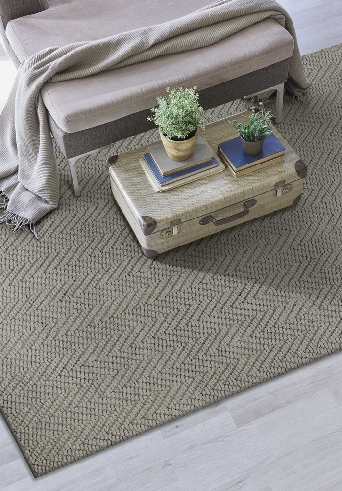 2' X 4' Gray Jute Chevron Hand Woven Area Rug
