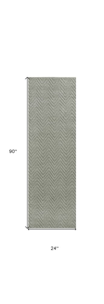 2' X 4' Gray Jute Chevron Hand Woven Area Rug