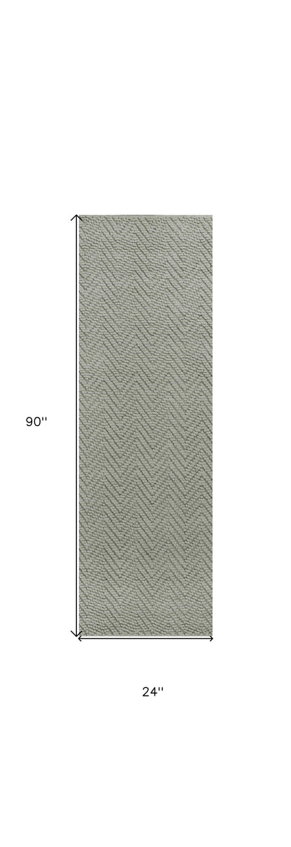 2' X 4' Gray Jute Chevron Hand Woven Area Rug