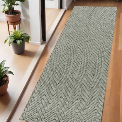 2' X 4' Gray Jute Chevron Hand Woven Area Rug
