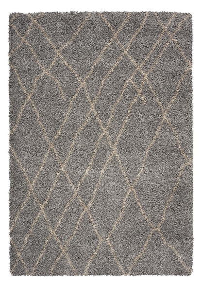 8' X 11' Slate Gray and Tan Abstract Shag Area Rug