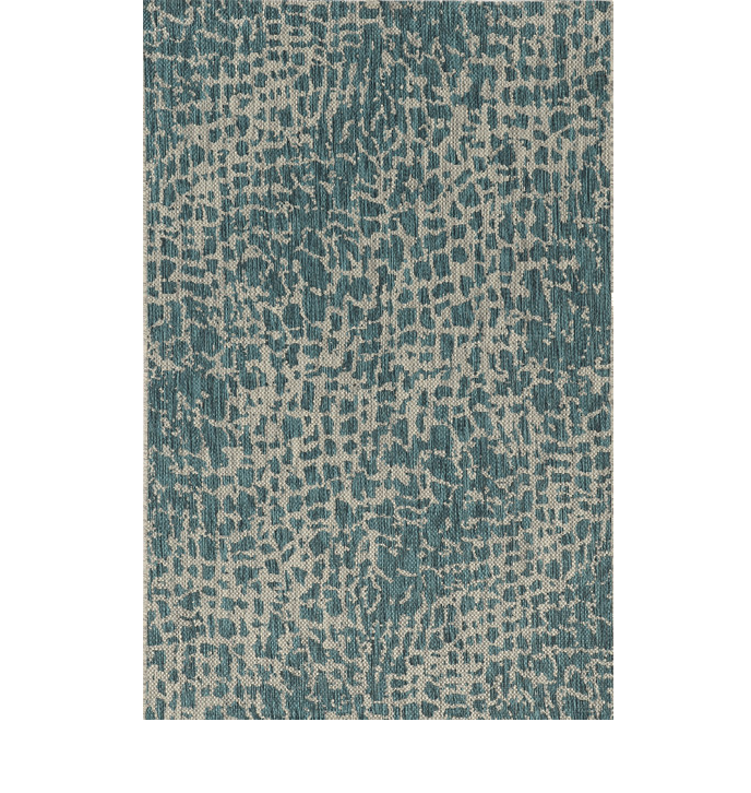 3' X 5' Teal Blue Abstract Indoor Outdoor Area Rug