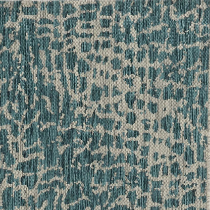 3' X 5' Teal Blue Abstract Indoor Outdoor Area Rug