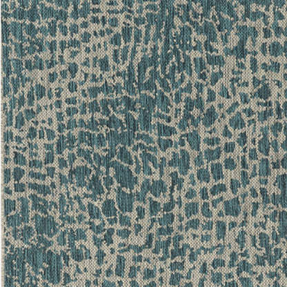 3' X 5' Teal Blue Abstract Indoor Outdoor Area Rug