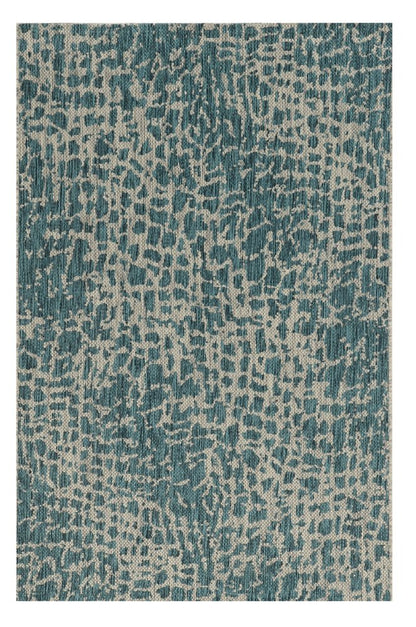 8' Teal Blue Abstract Indoor Outdoor Area Rug