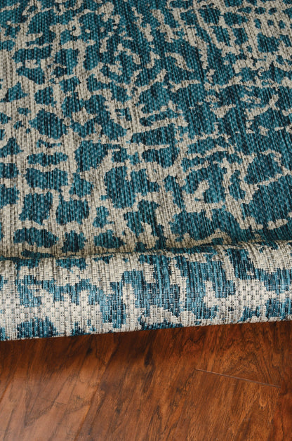 5' X 8' Teal Blue Abstract Indoor Outdoor Area Rug