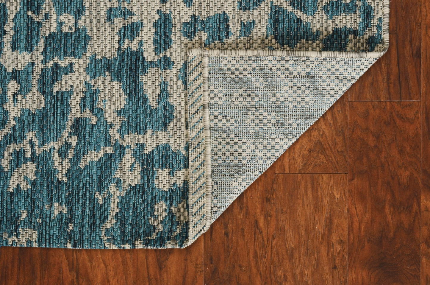 5' X 8' Teal Blue Abstract Indoor Outdoor Area Rug