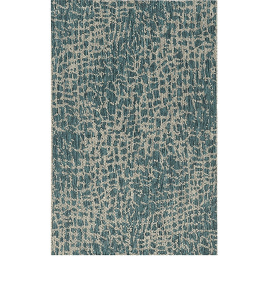 5' X 8' Teal Blue Abstract Indoor Outdoor Area Rug
