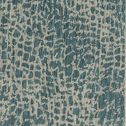 3' X 4' Teal Blue Abstract Indoor Outdoor Area Rug