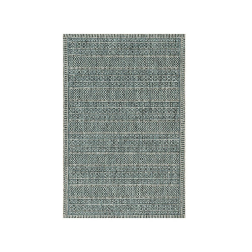 8' X 11' Teal And Beige Geometric Area Rug
