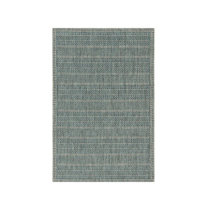 8' X 11' Teal And Beige Geometric Area Rug
