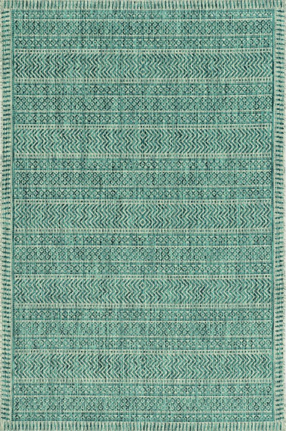 3' X 4' Teal And Beige Geometric Area Rug
