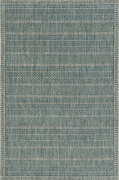 3' X 5' Teal Blue Geometric Indoor Outdoor Area Rug