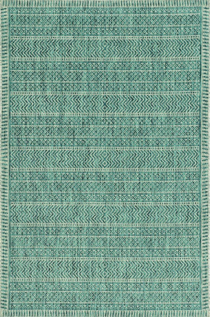 5' X 8' Teal Blue Southwestern Indoor Outdoor Area Rug