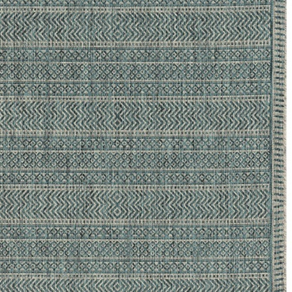 3' X 5' Teal Blue Geometric Indoor Outdoor Area Rug
