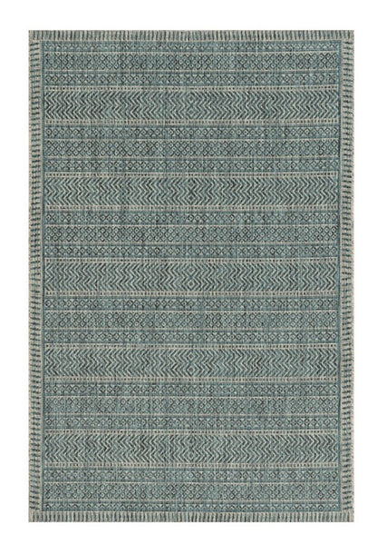 8' X 11' Teal And Beige Geometric Area Rug