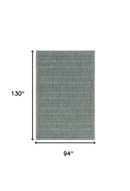 8' X 11' Teal And Beige Geometric Area Rug